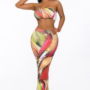 Tropical Print Maxi Dress